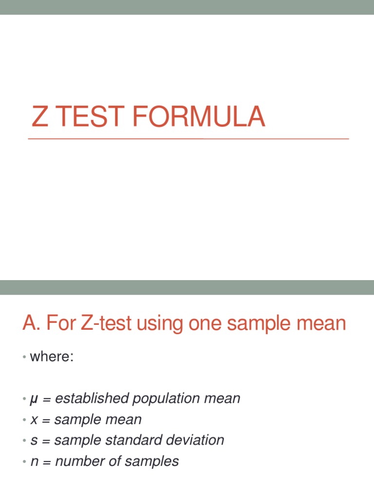 Z Test Formula PDF
