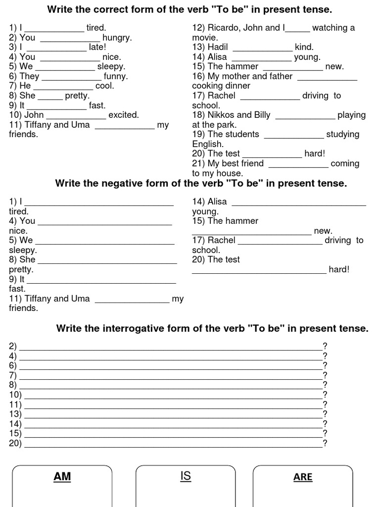 Correct Form Of Verb Worksheets