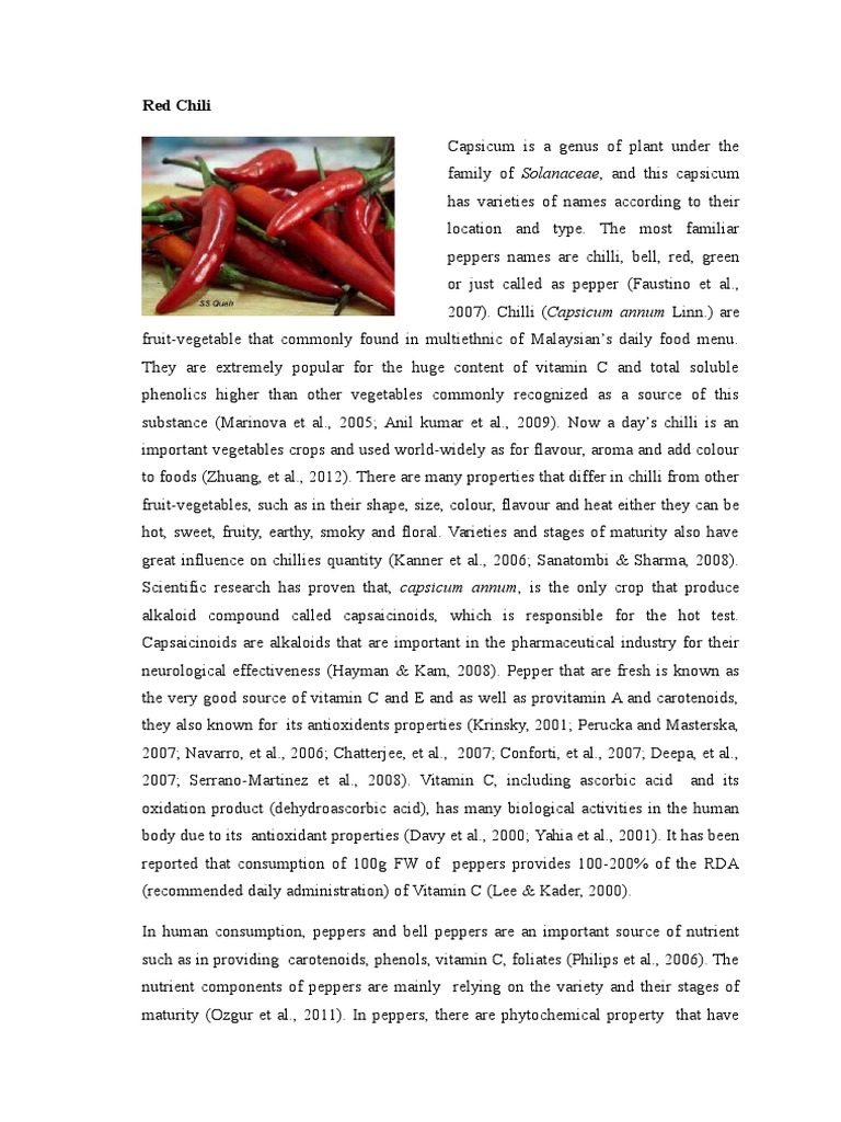 Red Chili PDF Chili Pepper Vitamin C