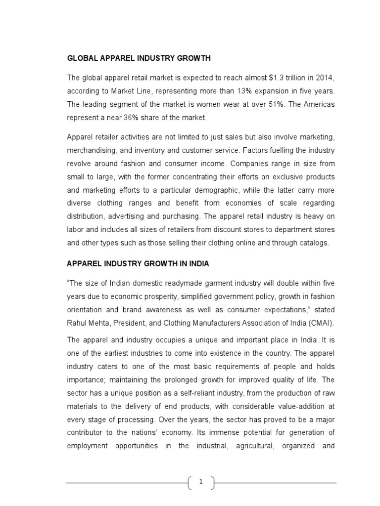 Global Apparel Industry PDF Retail Sampling (Statistics)