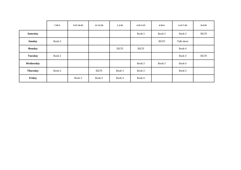 Weekly Study Schedule Overview | PDF