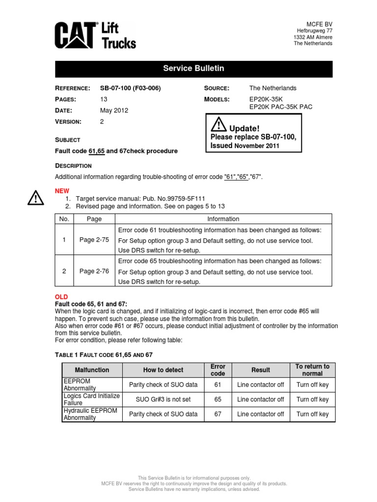 Service Bulletin R SB07100 (F03006) P D V S M PDF