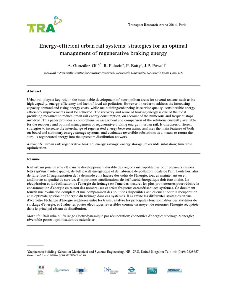 Energy-Efficient Urban Rail Systems - Strategies For An Optimal | PDF ...
