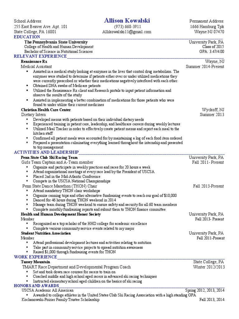 EPortfolio Resume PDF Health Sciences Service Industries