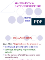 Organisation & Organisation Structure: Unit Iv I Bba