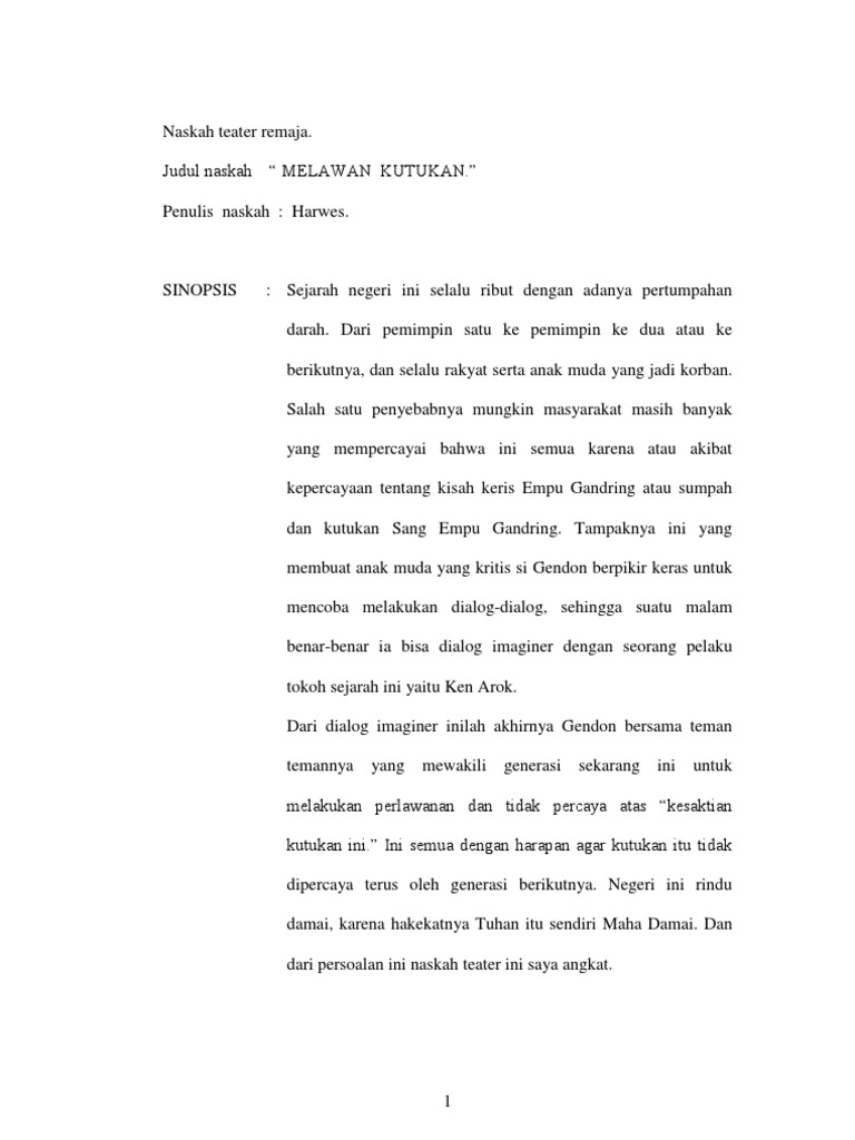 NASKAH DRAMA Melawan Kutukan Harapan 2 NASKAH DRAMA Melawan Kutukan Harapan 2