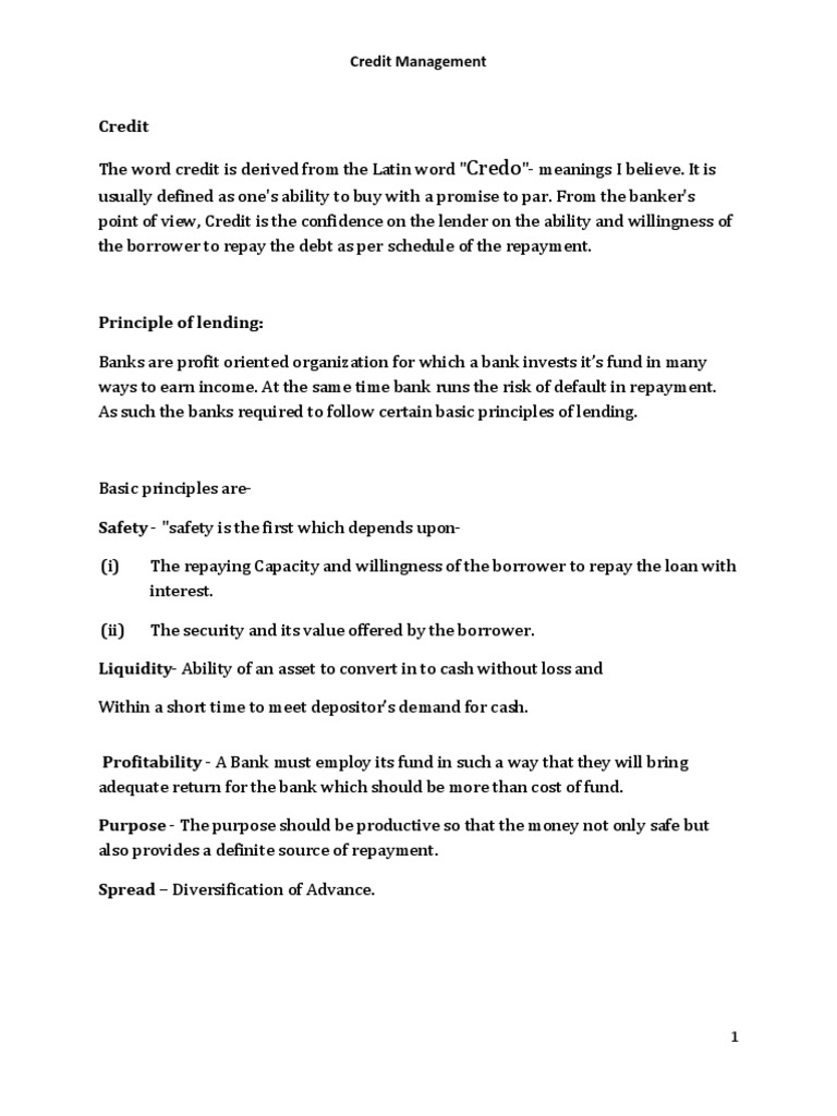 Credit Management Principles and Practices | PDF | Credit (Finance) | Loans