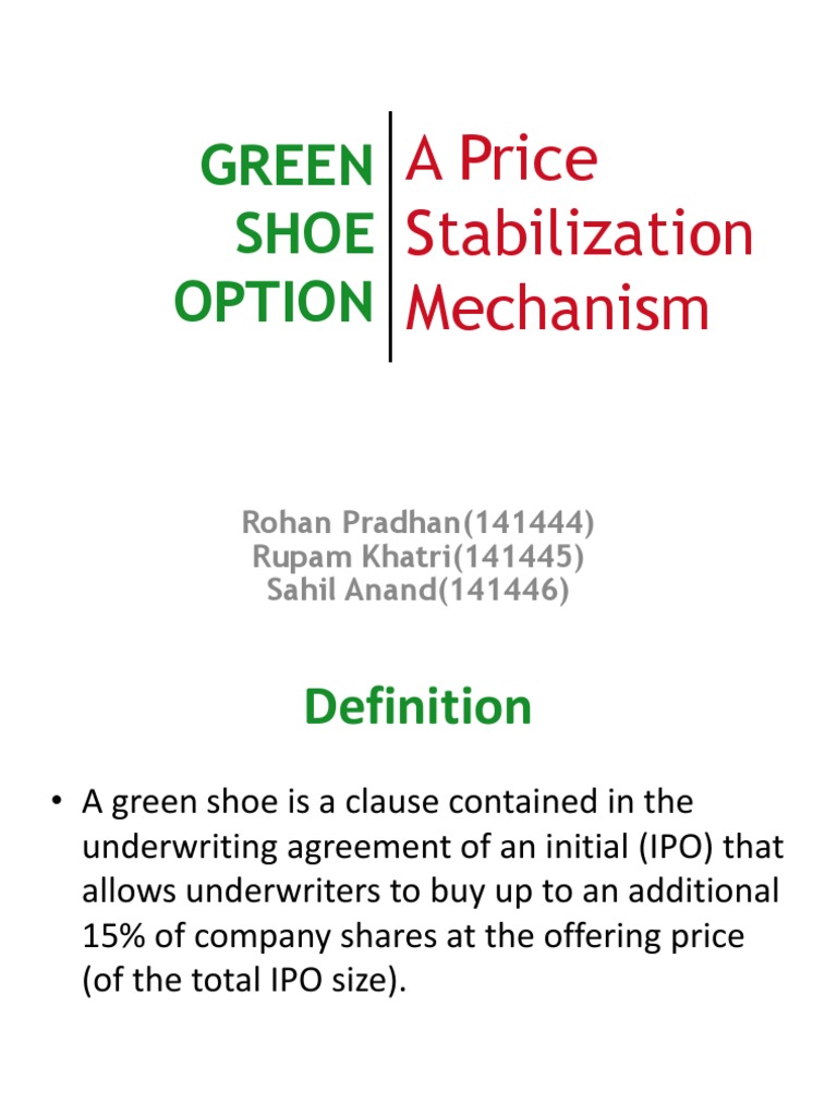 Green Shoe Option A Price Stabilization Mechanism PDF Financial