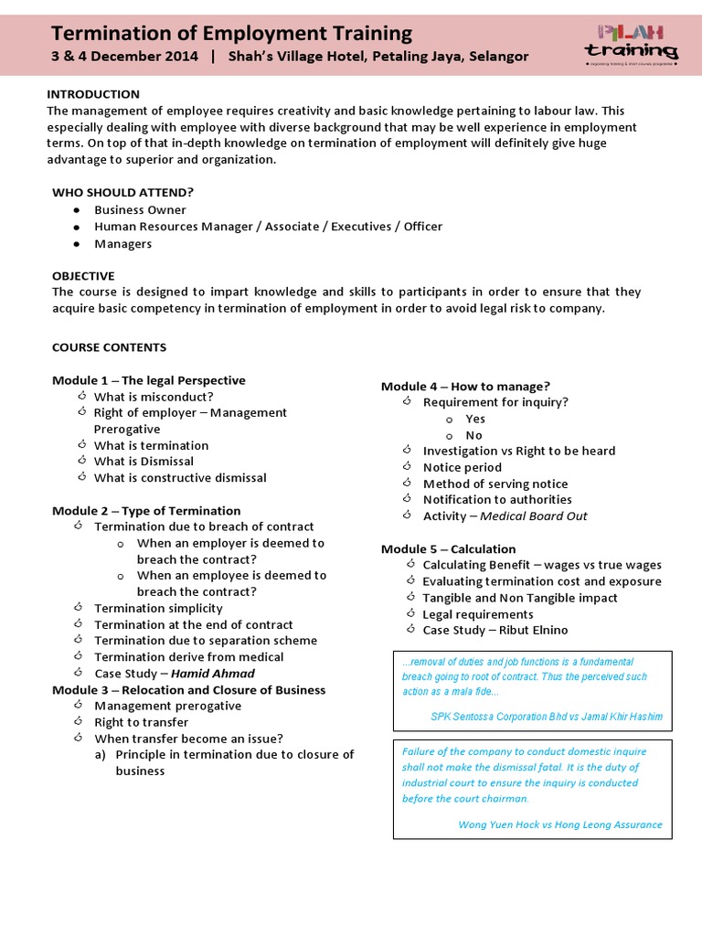 Termination of Employment | PDF | Employment | Human Resources