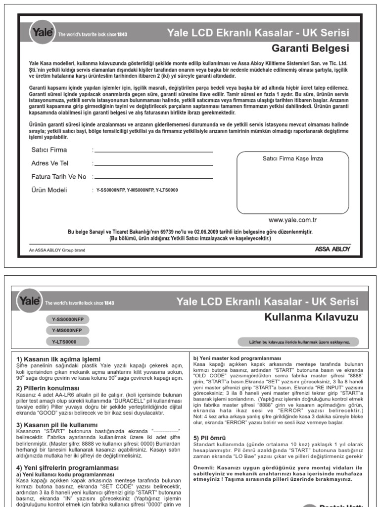 Yale Celik Kasa Servisi Yale Elektronik Kasa Yetkili Servisi