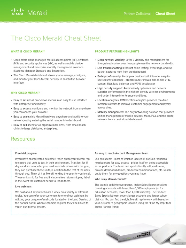 meraki security appliance on Cisco Meraki Cheat Sheet Cisco Systems Computer Network