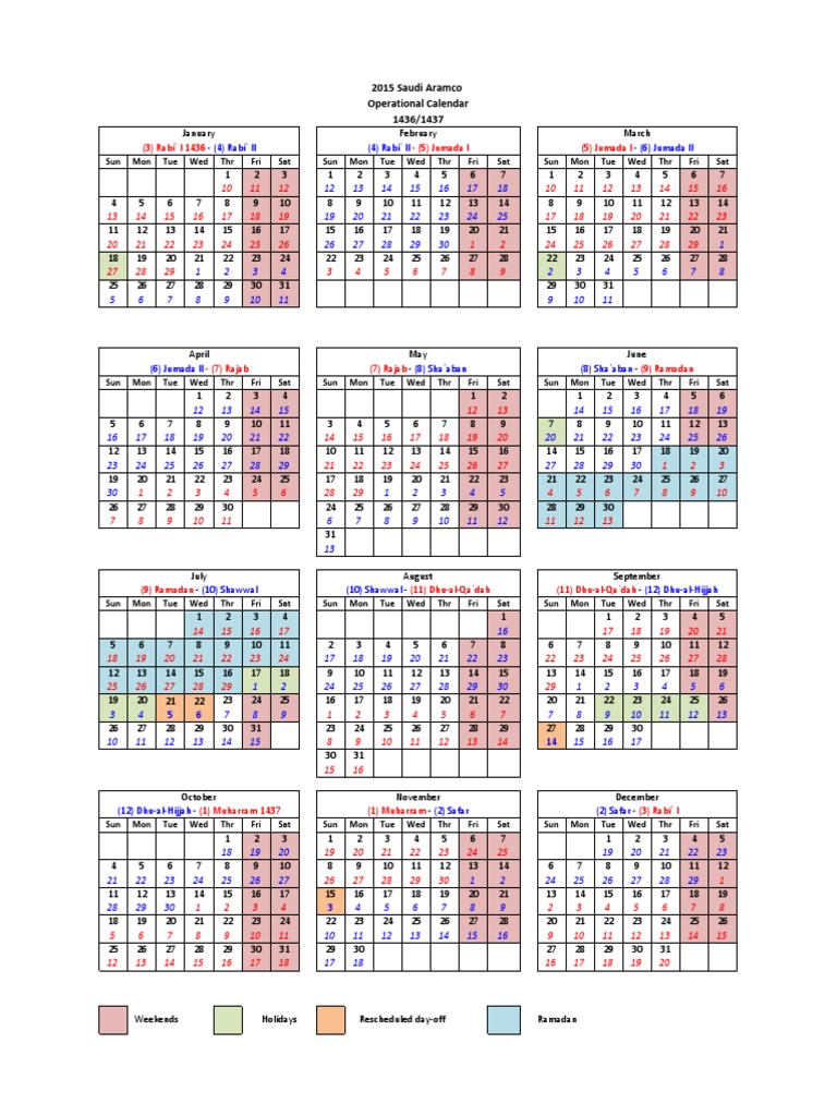 Calendar 2022 aramco Saudi Aramco