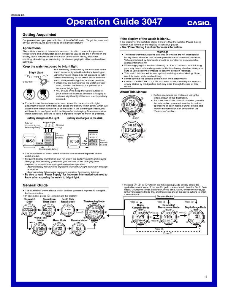 casio pathfinder instructions