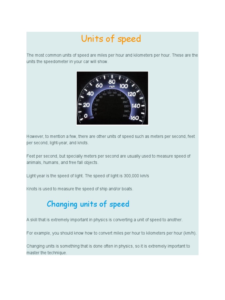 Common Units and Conversion of Speed | PDF | Technology & Engineering
