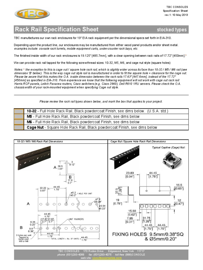 Rack Rail Dimensions Overview | PDF | Home & Garden
