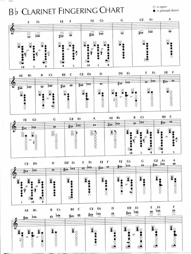 Clarinet Fingering Chart Musical Instruments Aerophones