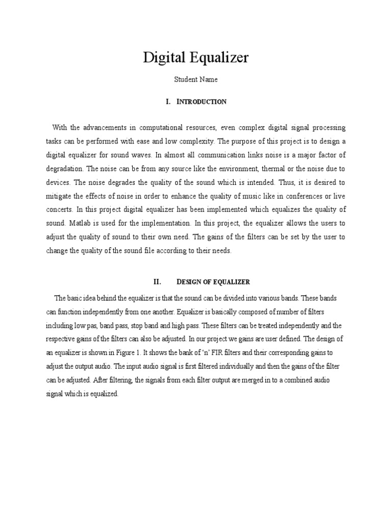 Digital Equalizer Design in MATLAB | PDF | Equalization (Audio ...