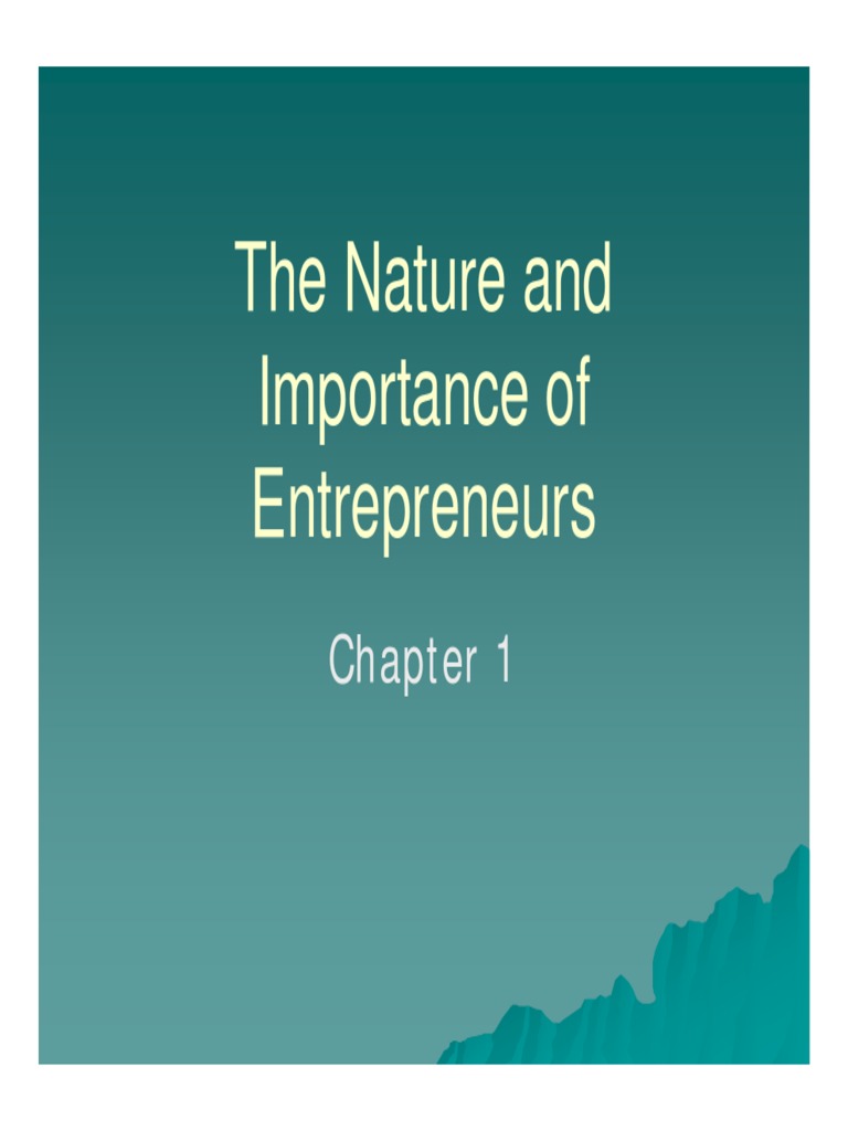 Nature And Importance Of Entrepreneurship