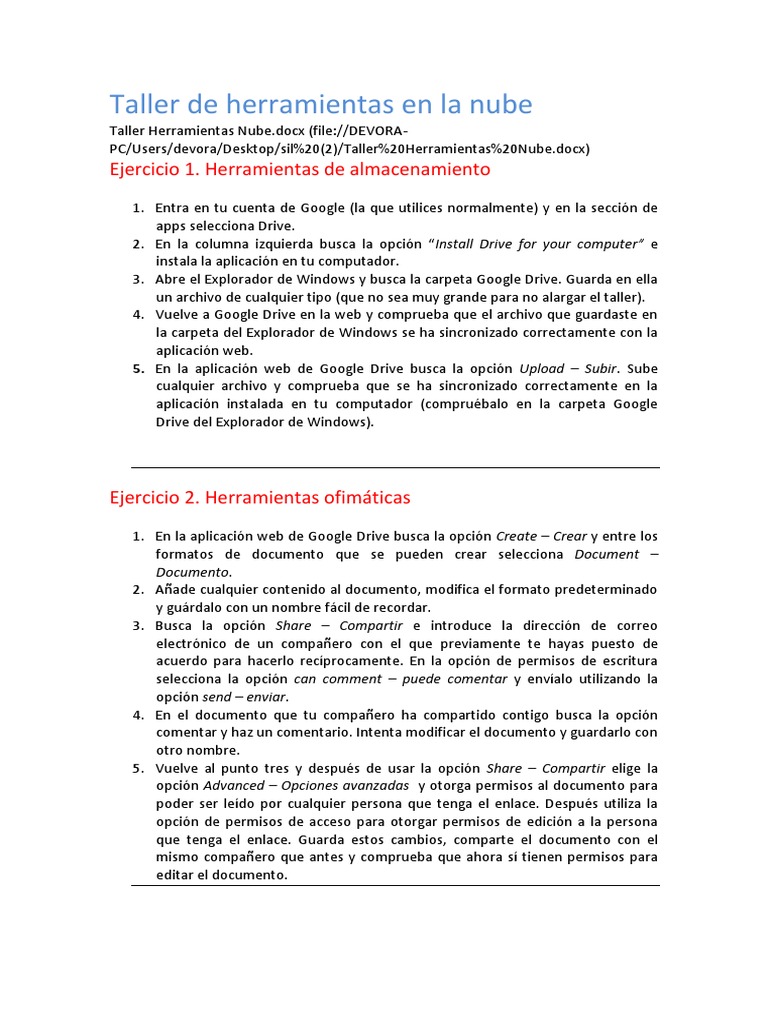 Taller de herramientas en la nube | PDF | Informática