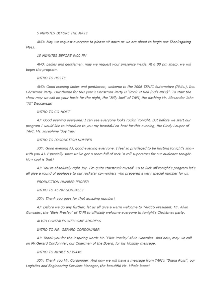 Christams Party Script Pdf Leisure Entertainment General