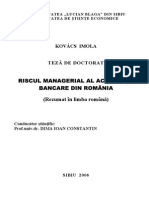 Riscul Managerial Al Activitatii Bancare Din Romania Teza Doctorat 2006