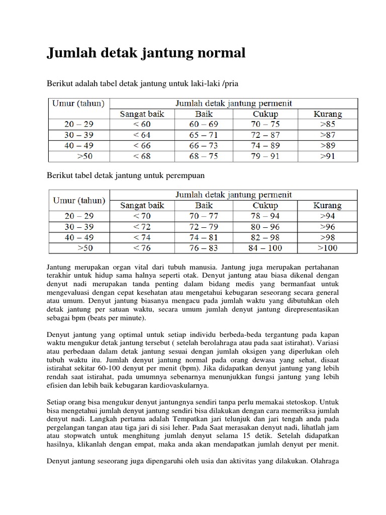 Jumlah Detak Jantung Normal | PDF