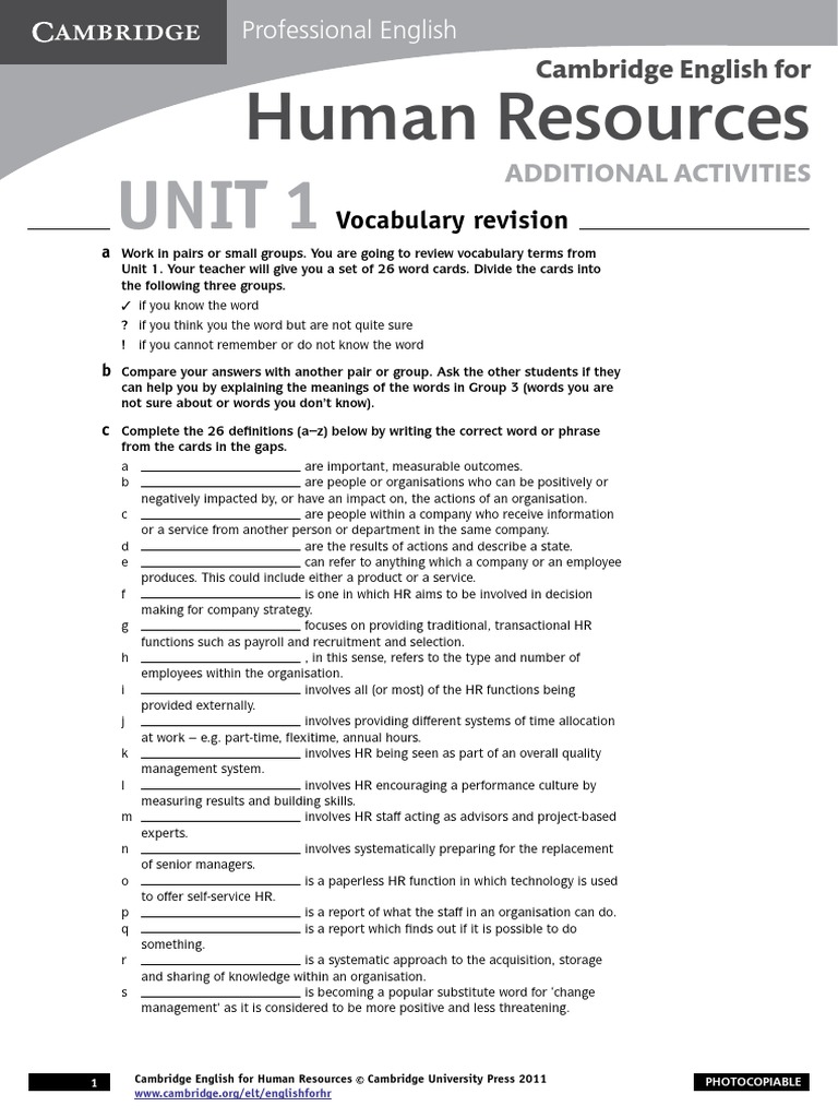 Cambridge_English_for_HR_Additional_Activities_Unit+1 Human Resource