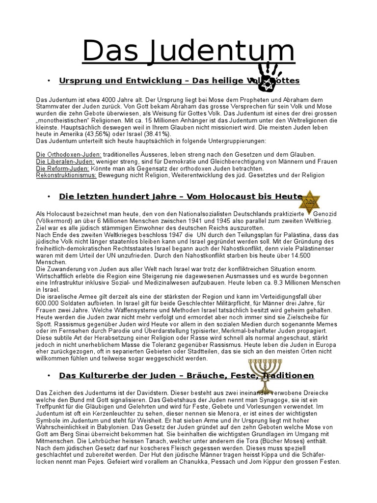 Präsentation Judentum Zusammenfassung | PDF