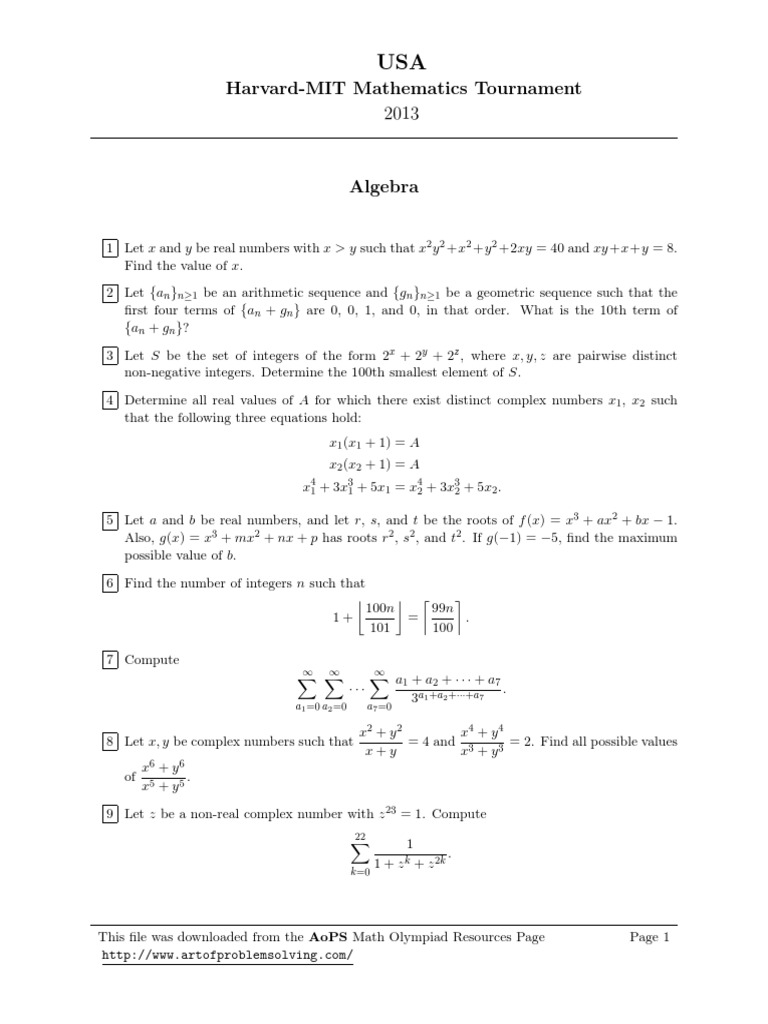 Harvard-MIT Math Tournament Problems | PDF | Triangle | Integer
