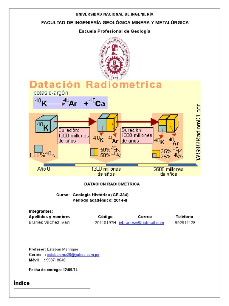 ecuacion de datacion radiometricas