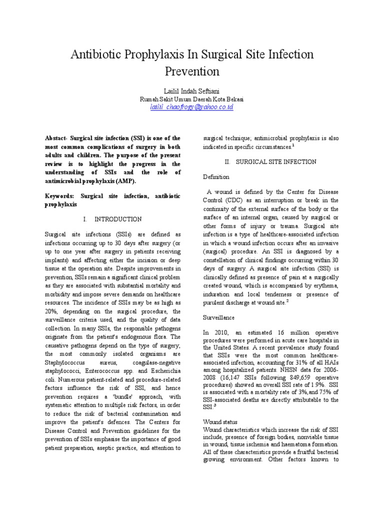 Antibiotic Prophylaxis in Surgical Site Infection Prevention | PDF ...
