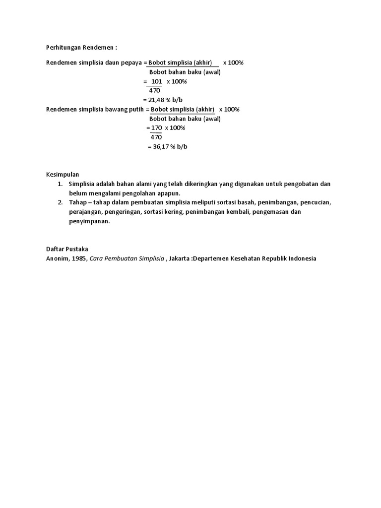 Perhitungan Rendemen