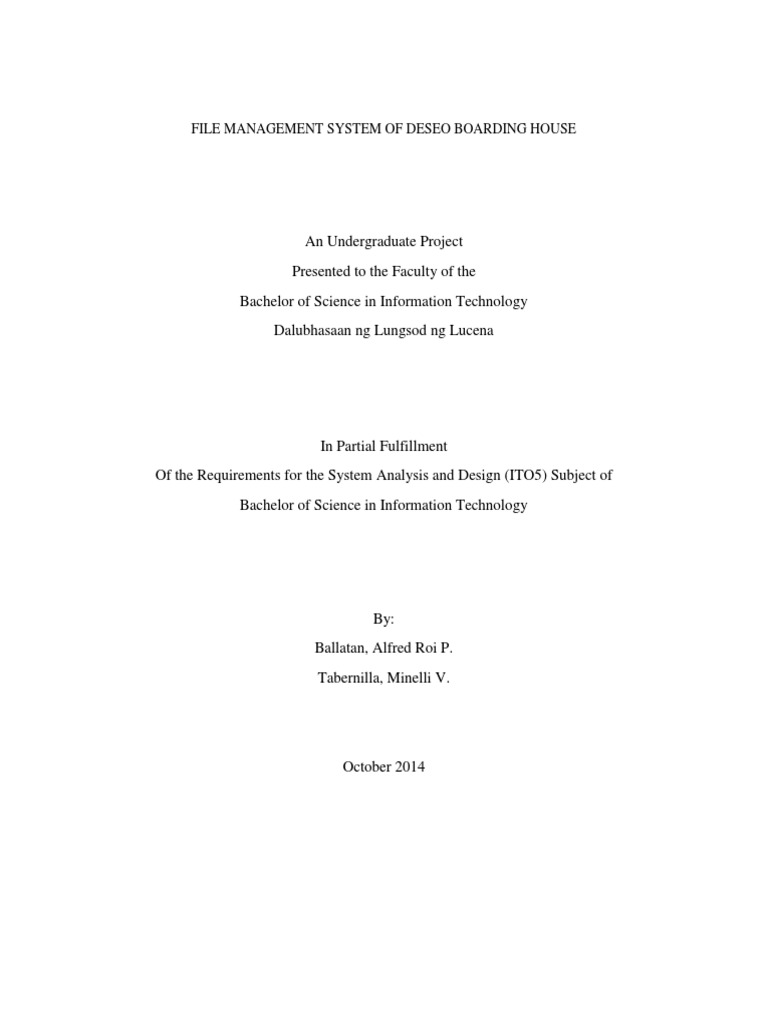 File Management System of Deseo Boarding House | PDF | Survey ...