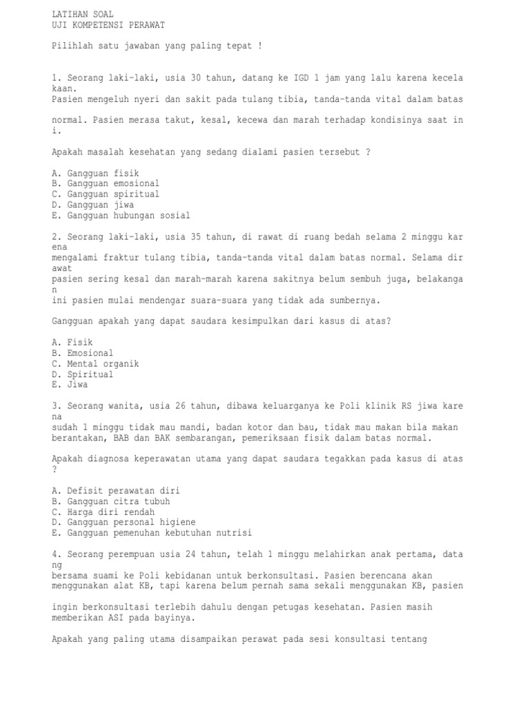 Contoh Soal Kasus Keperawatan