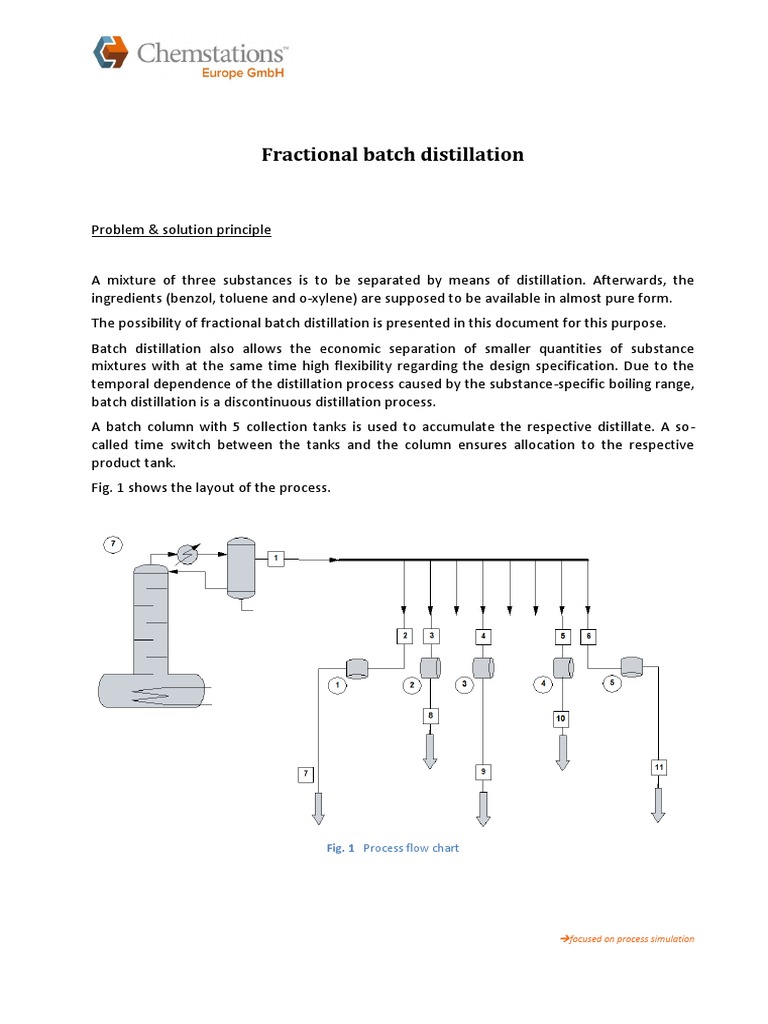 Fractional batch distillation simulation in CHEMCAD | PDF ...