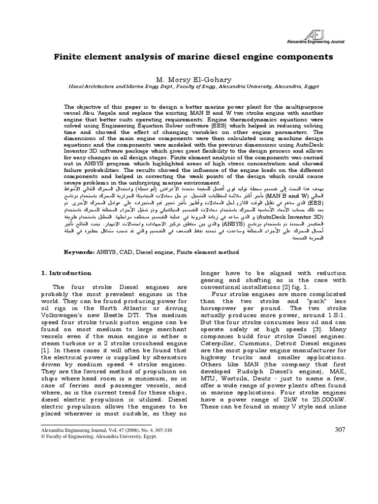 Finite Element Analysis of Marine Diesel Engine Components | PDF ...