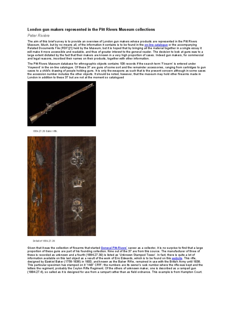 London Gun Makers in Pitt Rivers Museum | PDF | Rifle | Firearms