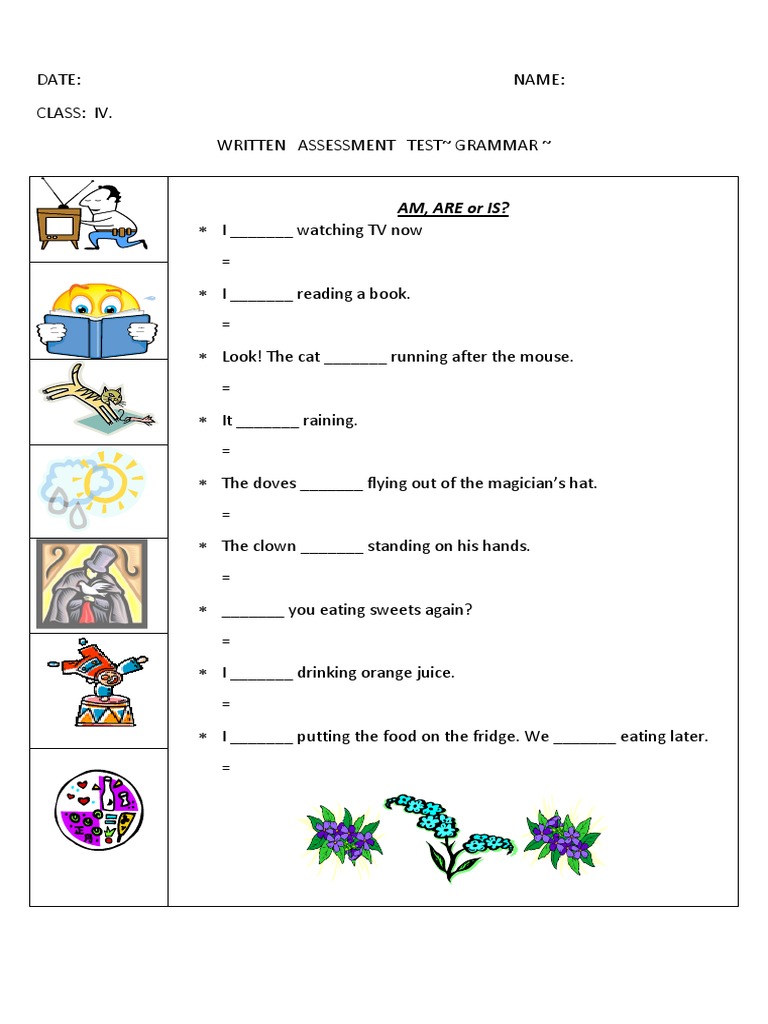 Grammar Assessment for Class IV | PDF | Language Arts & Discipline ...