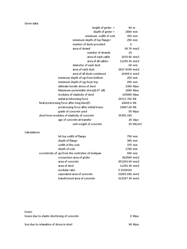 Cable Profile in Prestressed Girder | PDF | Prestressed Concrete | Beam ...
