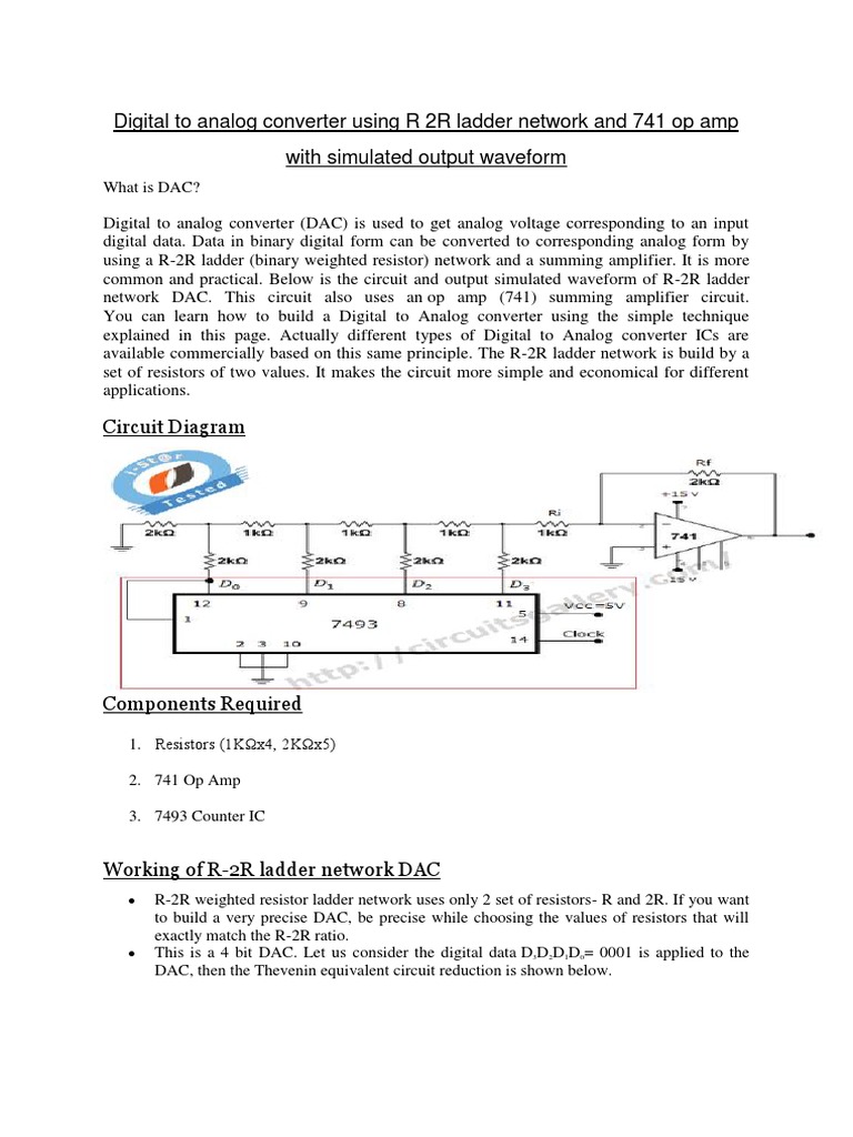 Digital To Analog Converter Using R 2R Ladder Network and 741 Op Amp PDF