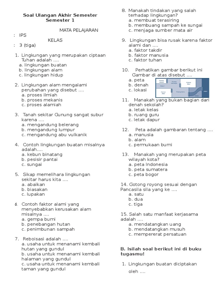 Soal Ips Kelas 3 Sd Materi Denah Dan Peta