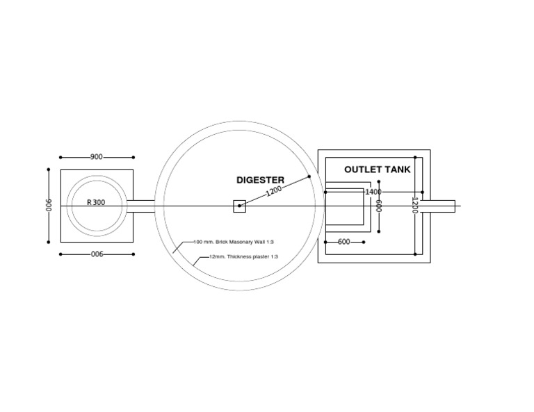 Digester Outlet Tank: 100 Mm. Brick Masonary Wall 1:3 | PDF