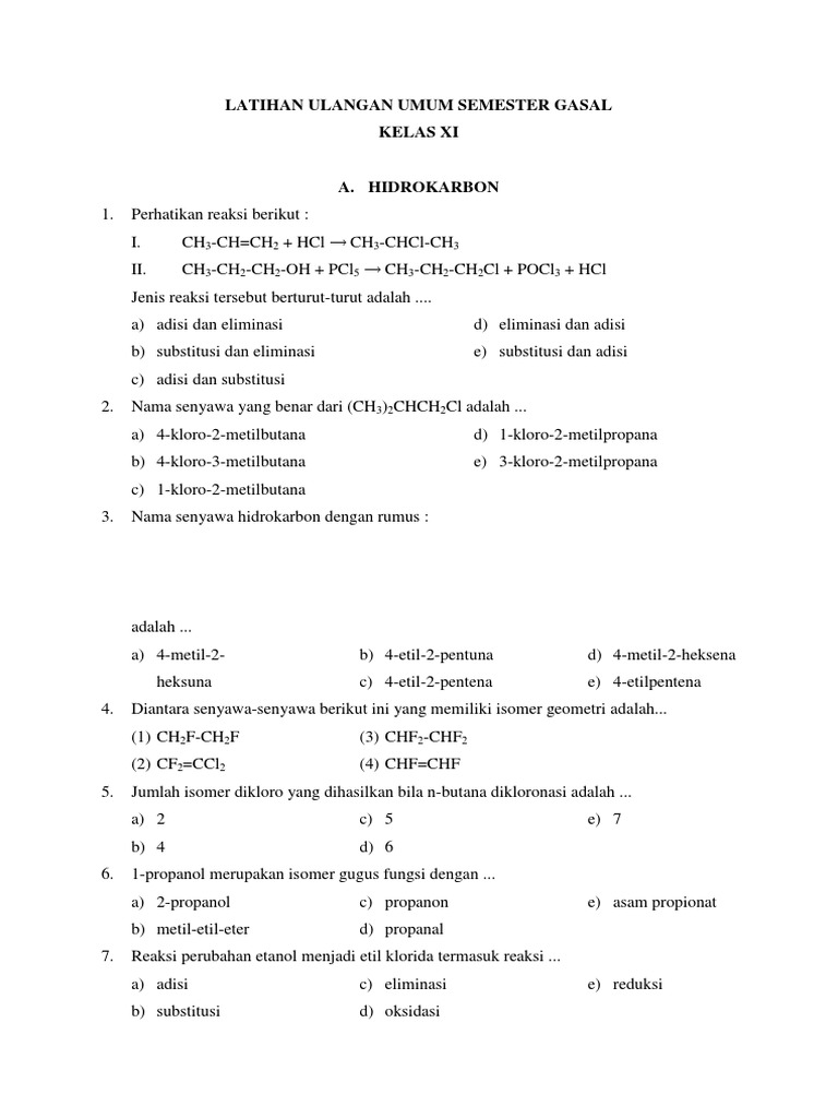 Latihan Ulangan Umum Semester Gasal