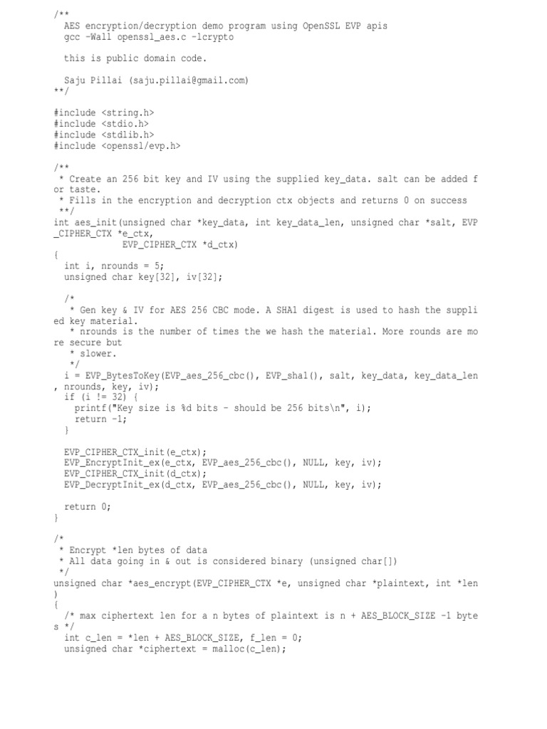 Openssl Aes.c | PDF | Cipher | Cryptography