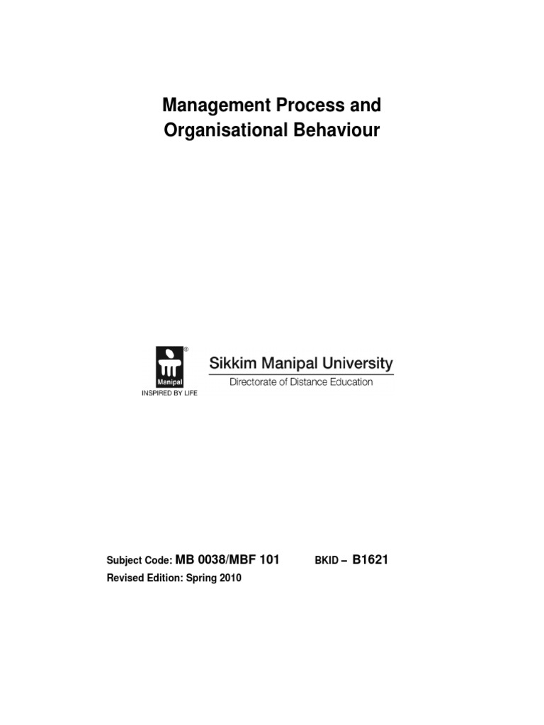 Management Process and Organizational Behavior | PDF | Organizational ...