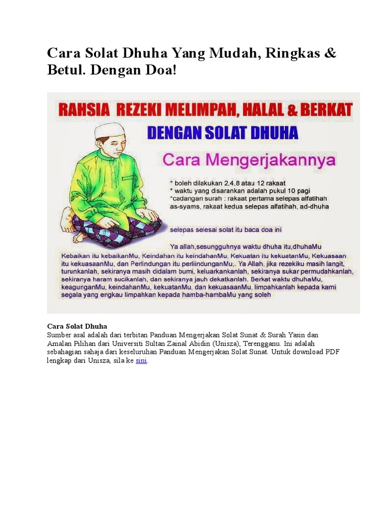 Cara Sholat Dhuha 4 Rakaat Malaysia