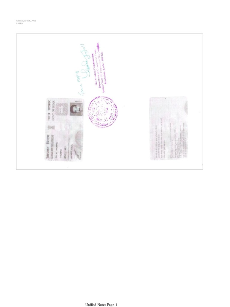 Unfiled Notes from July 5, 2011 | PDF