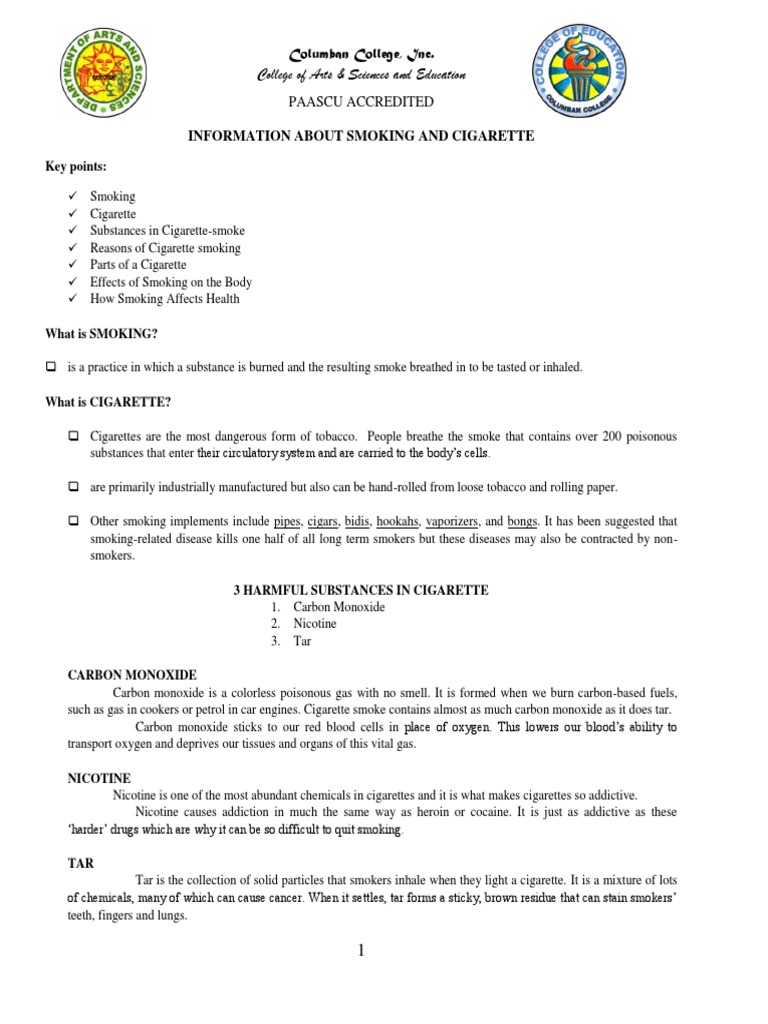 Information About Cigarettes and Smoking | PDF | Lifestyle