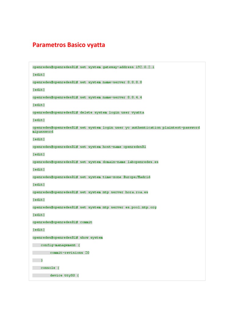 Configuración Básica de Vyatta | PDF | Router (Computing) | Virtual ...
