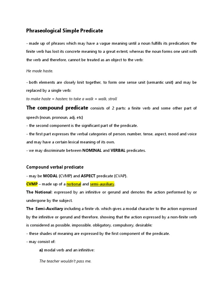 Types of English Predicates Explained | PDF | Predicate (Grammar) | Verb